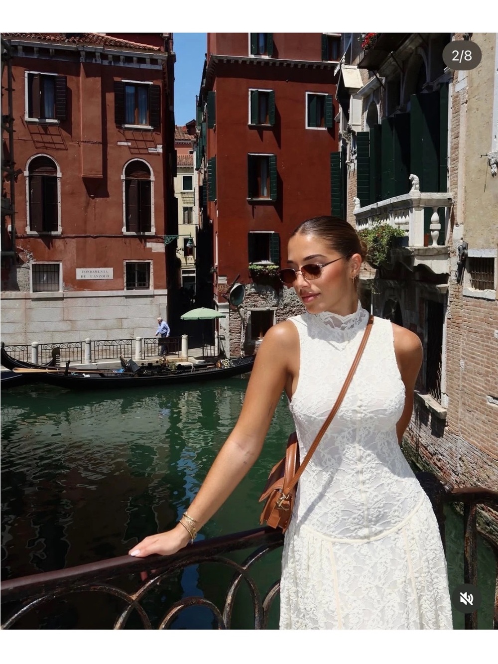 Zara White Lace Sleeveless High-Neck Maxi Dress - Picture 6 of 7